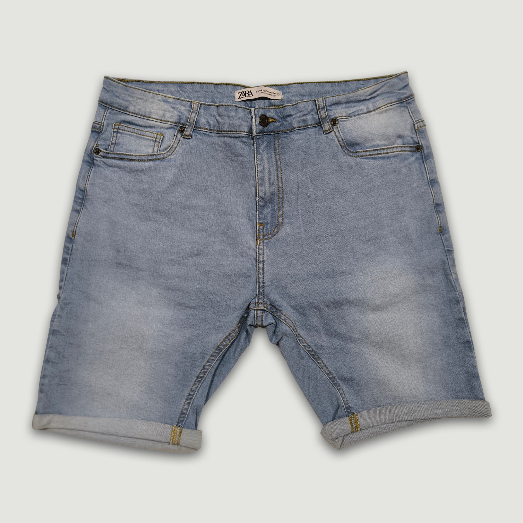 Men Slim Fit Denim Short – Light Blue