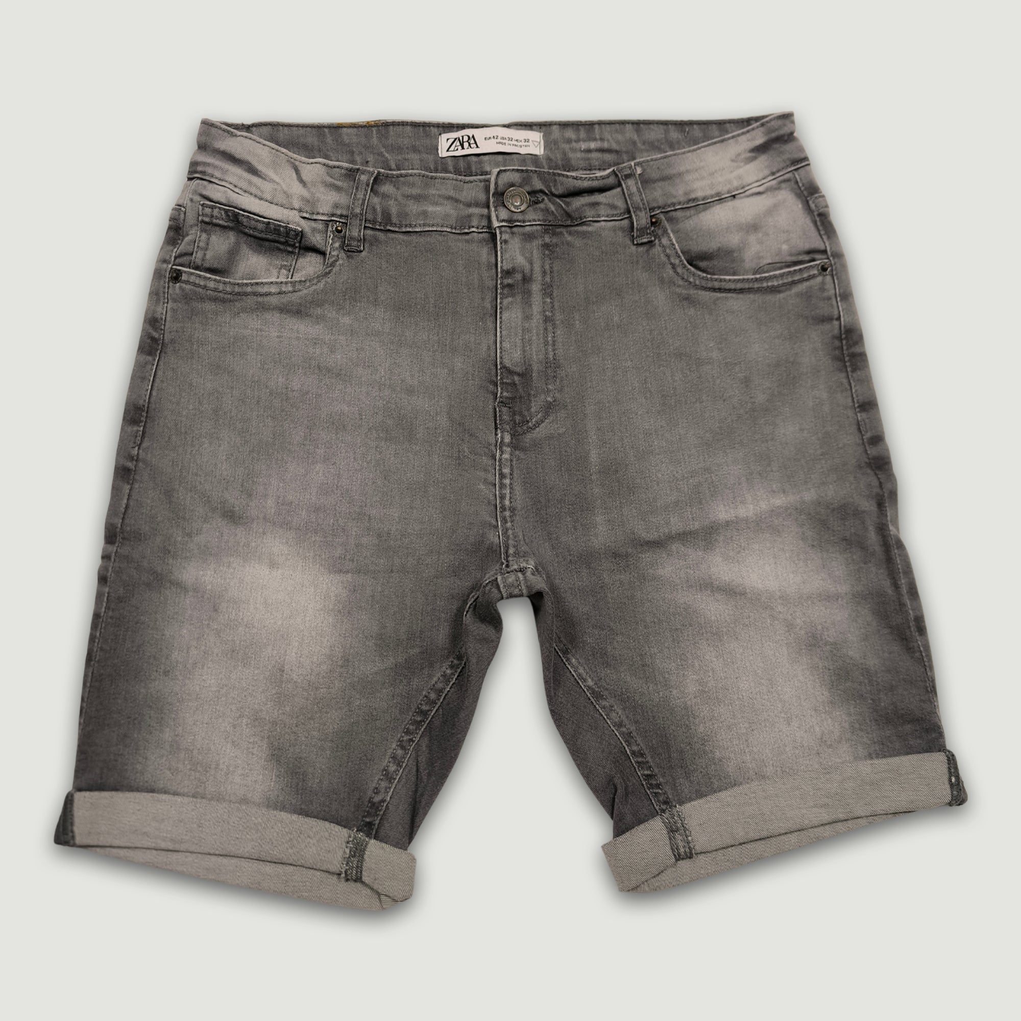 Men Slim Fit Denim Short – Grey