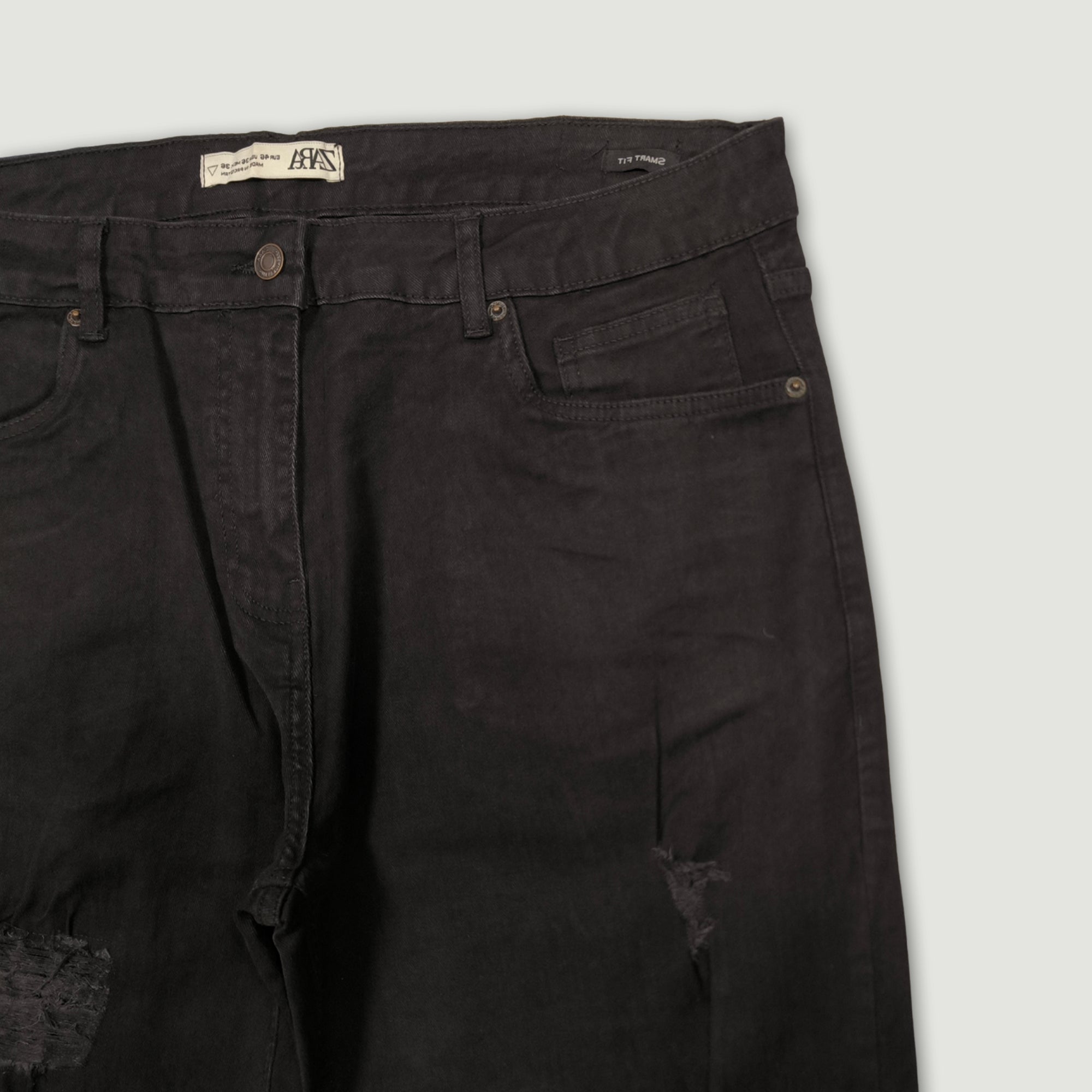 Men Smart Fit Ripped Jean - Black