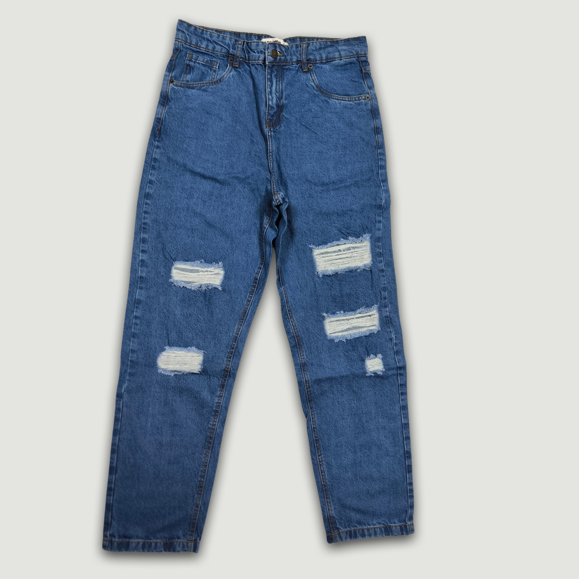 Men Baggy Fit Ripped Jean - Medium Blue