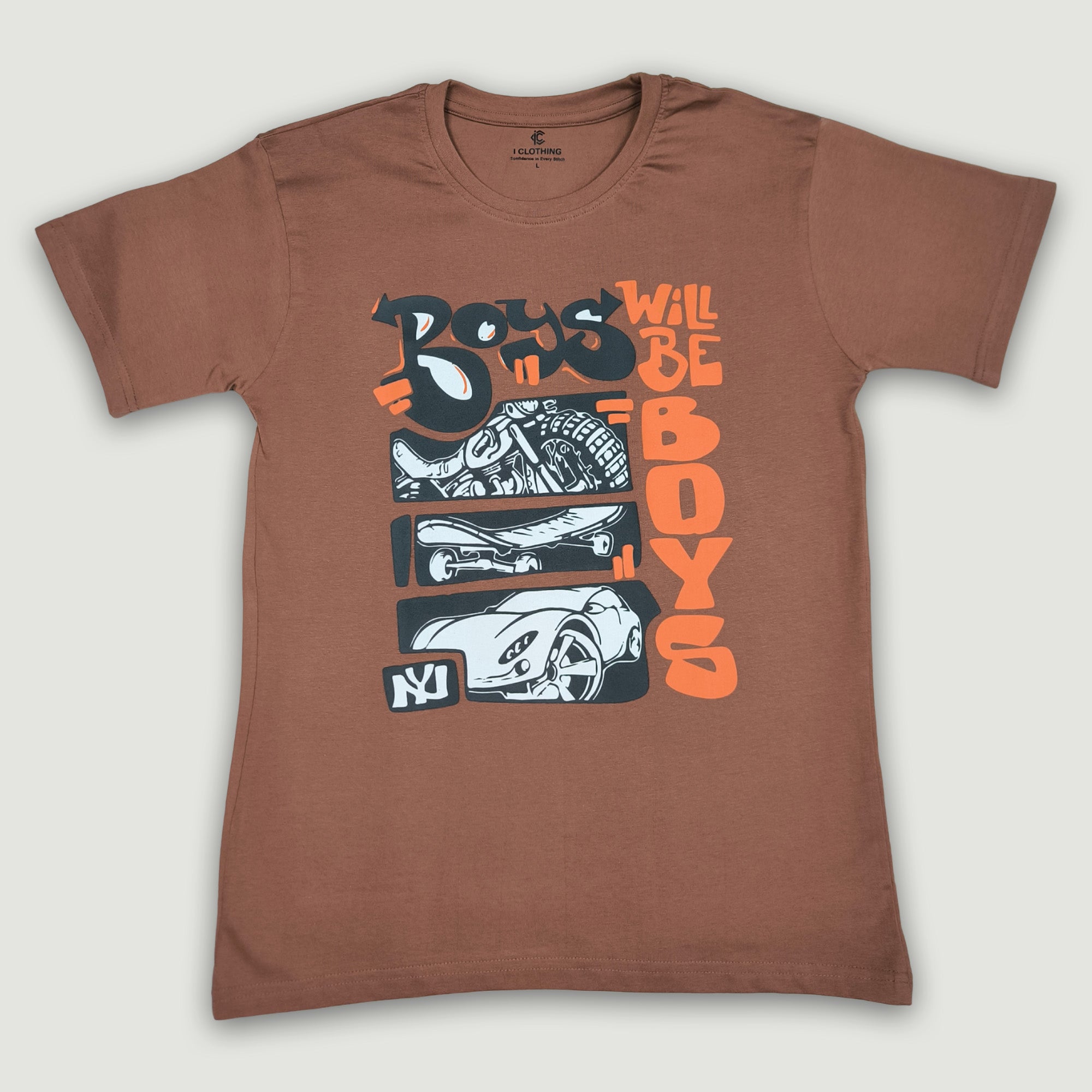Men Muscle Fit Stretch T-Shirt - Light Brown
