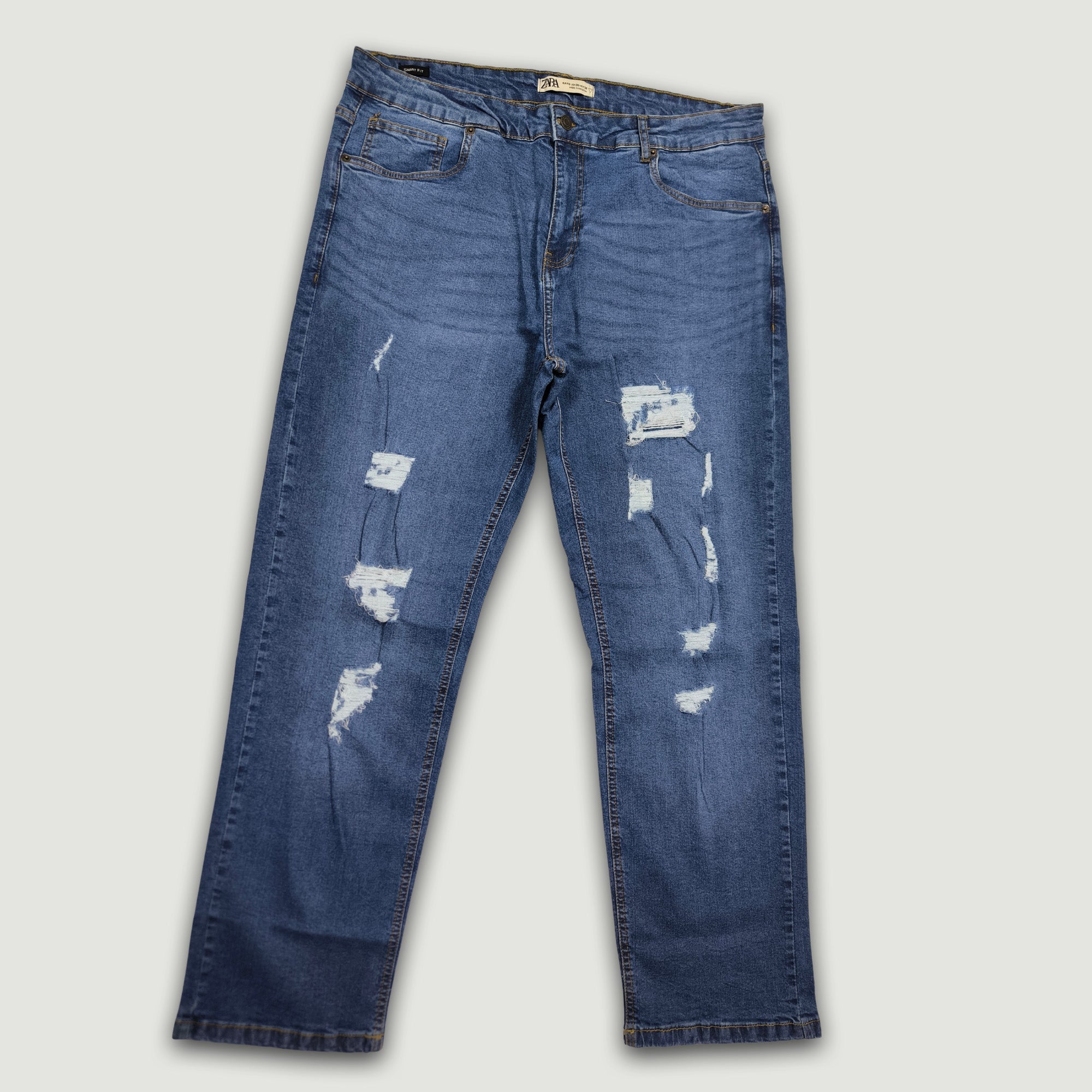 Men Smart Fit Ripped Jean - Medium Blue