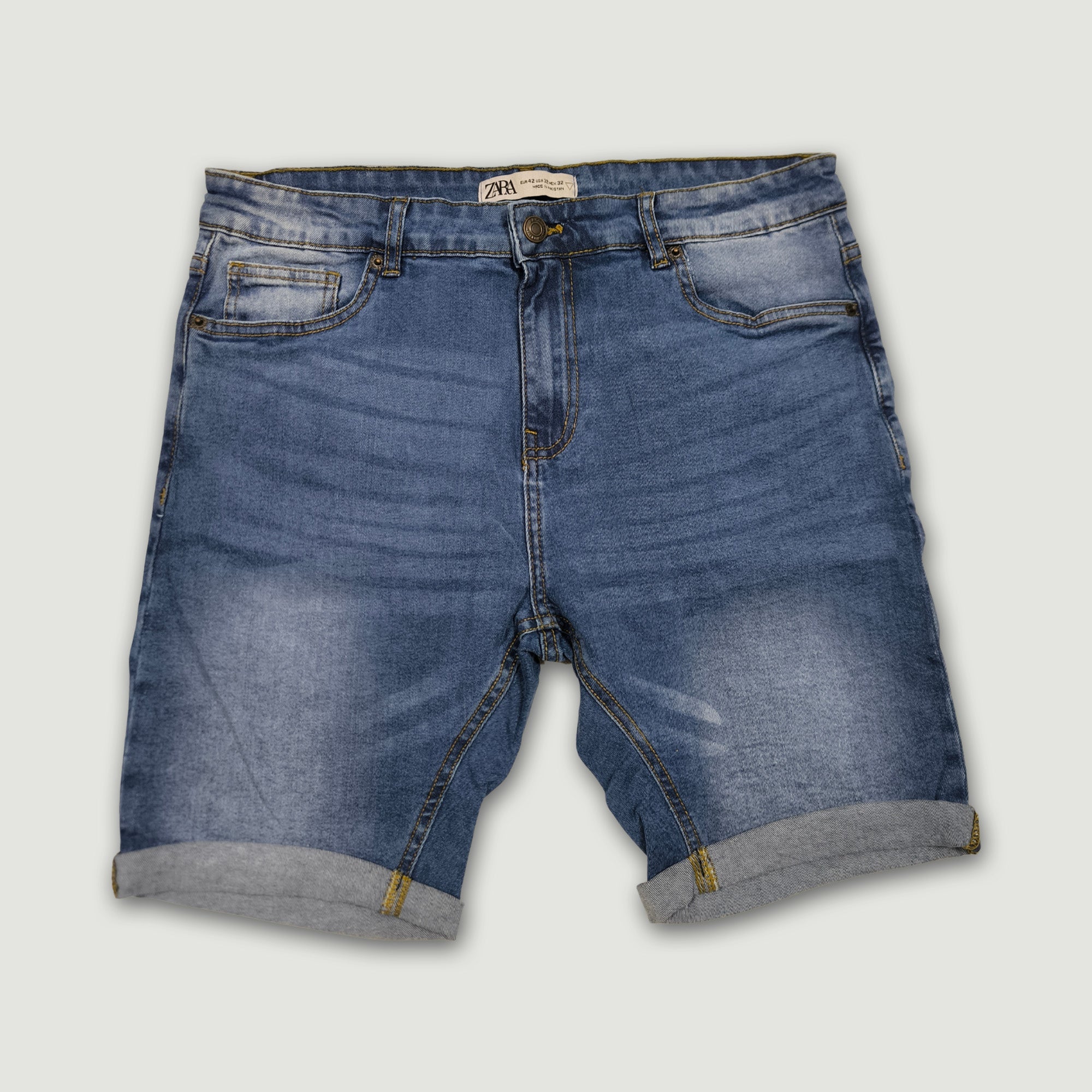 Men Slim Fit Denim Short – Medium Blue