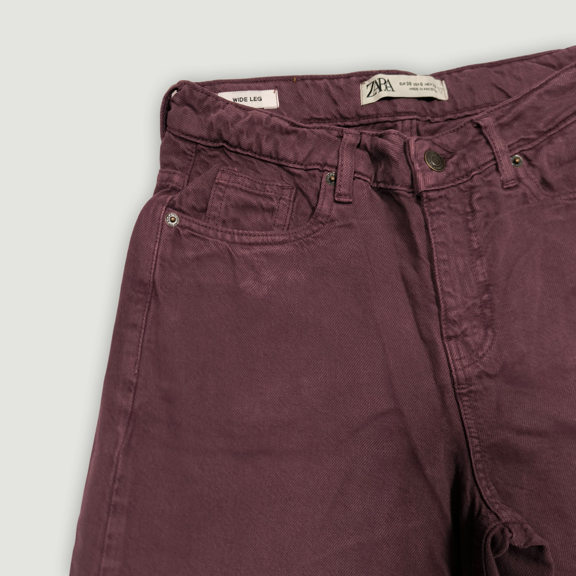 Women High-Waisted Wide Leg Jeans - Burgundy