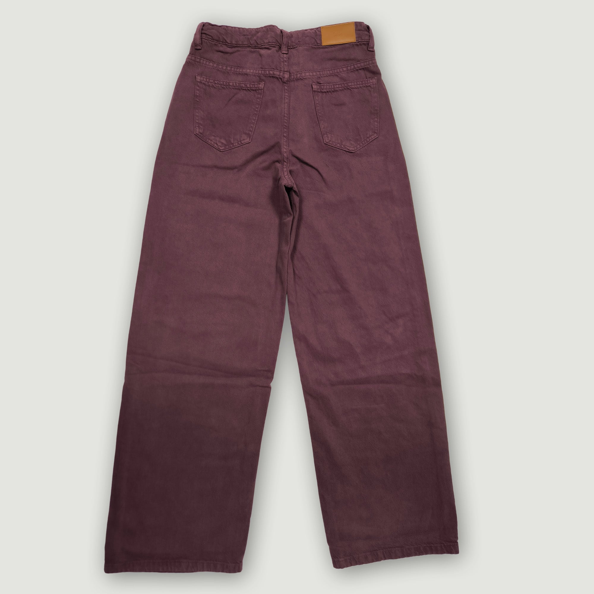 Women High-Waisted Wide Leg Jeans - Burgundy
