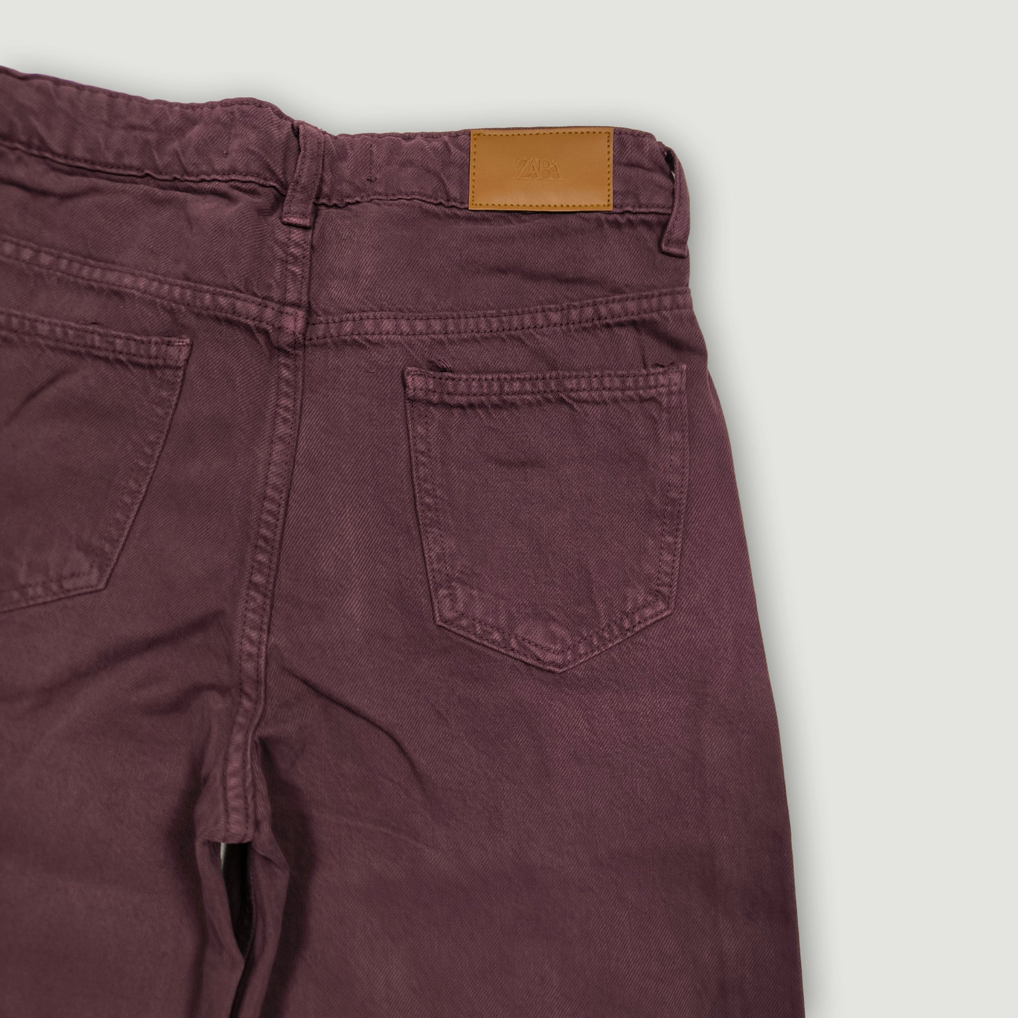 Women High-Waisted Wide Leg Jeans - Burgundy