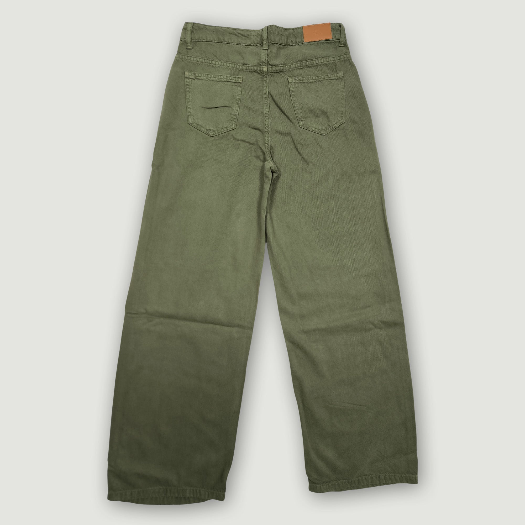 Women High-Waisted Wide Leg Jeans - Olive Green