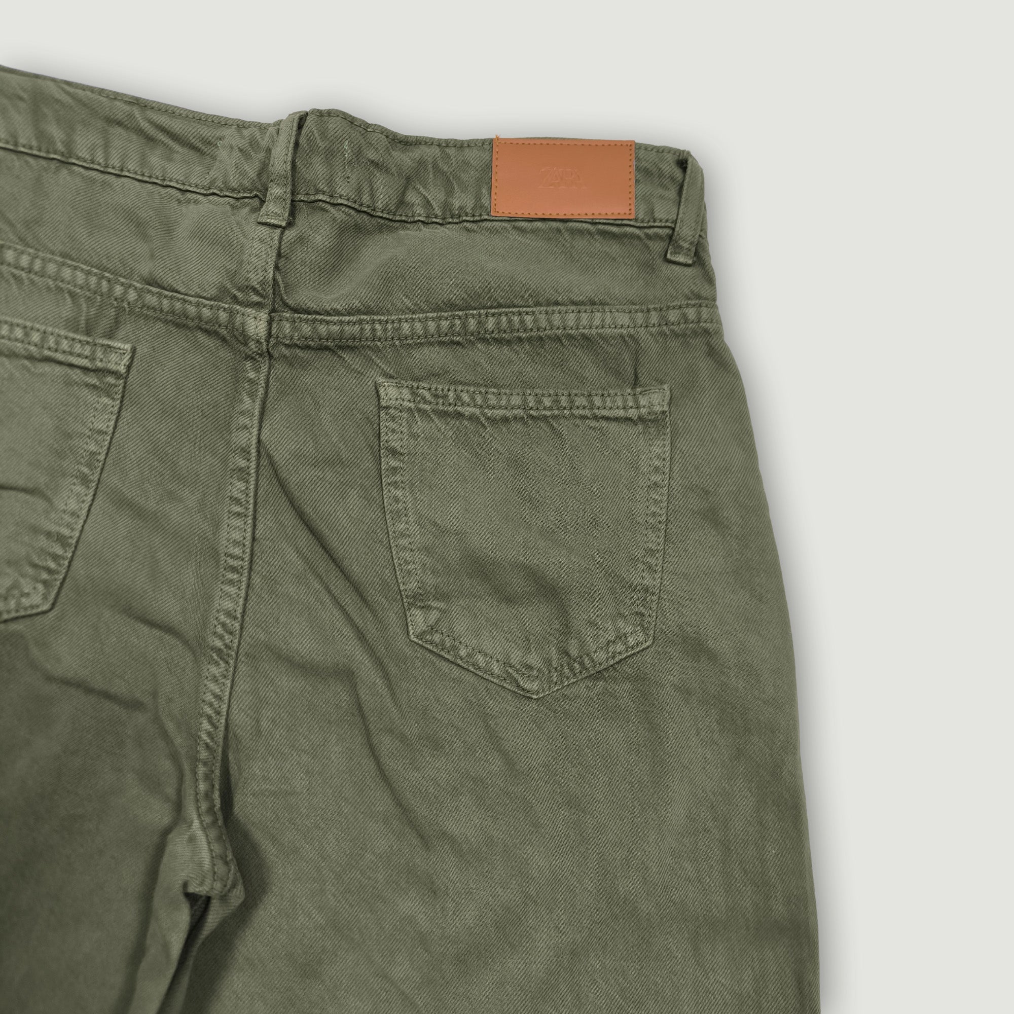 Women High-Waisted Wide Leg Jeans - Olive Green