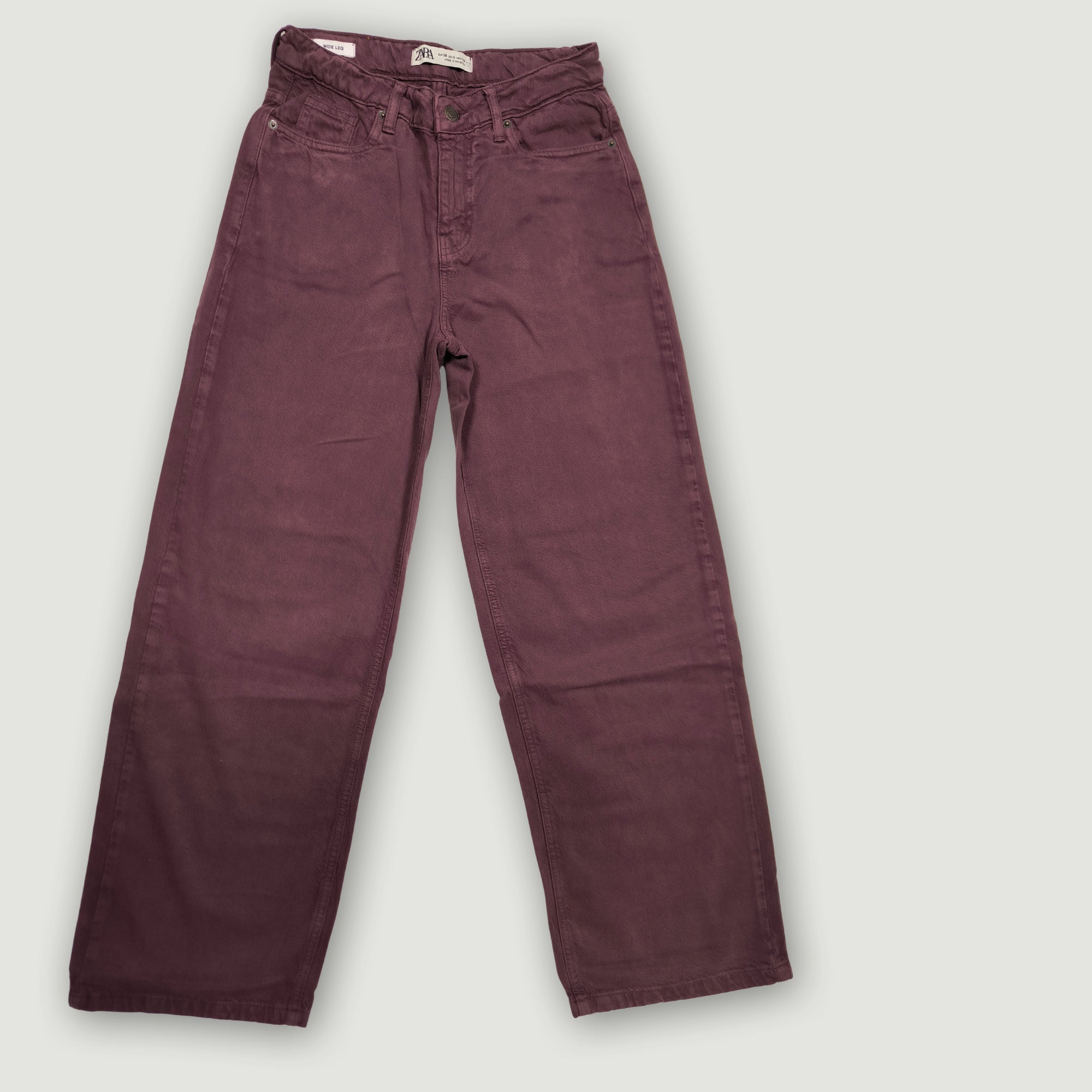 Women High-Waisted Wide Leg Jeans - Burgundy