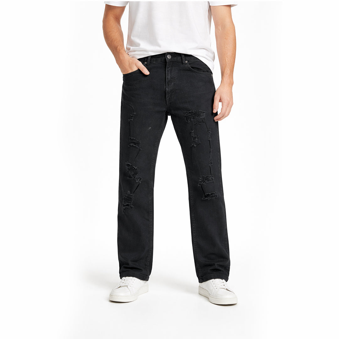 Men Smart Fit Ripped Jean - Black