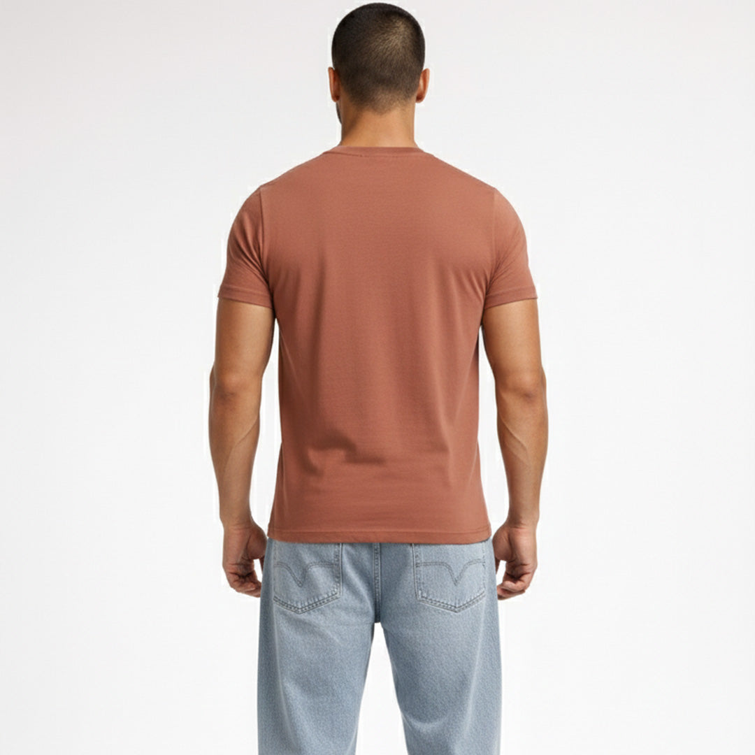 Men Muscle Fit Stretch T-Shirt - Light Brown