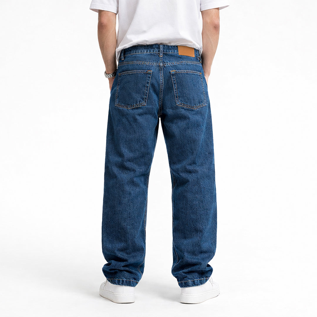Men Baggy Fit Ripped Jean - Dark Blue