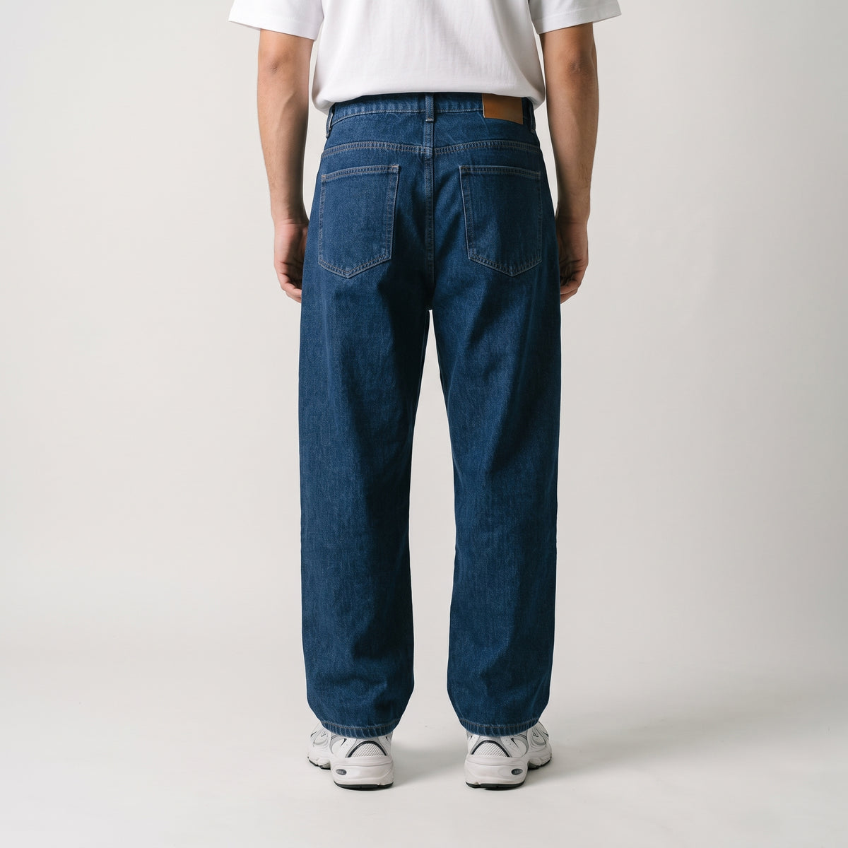 Men Angled Seam Baggy Jeans 23105 - Dark Blue