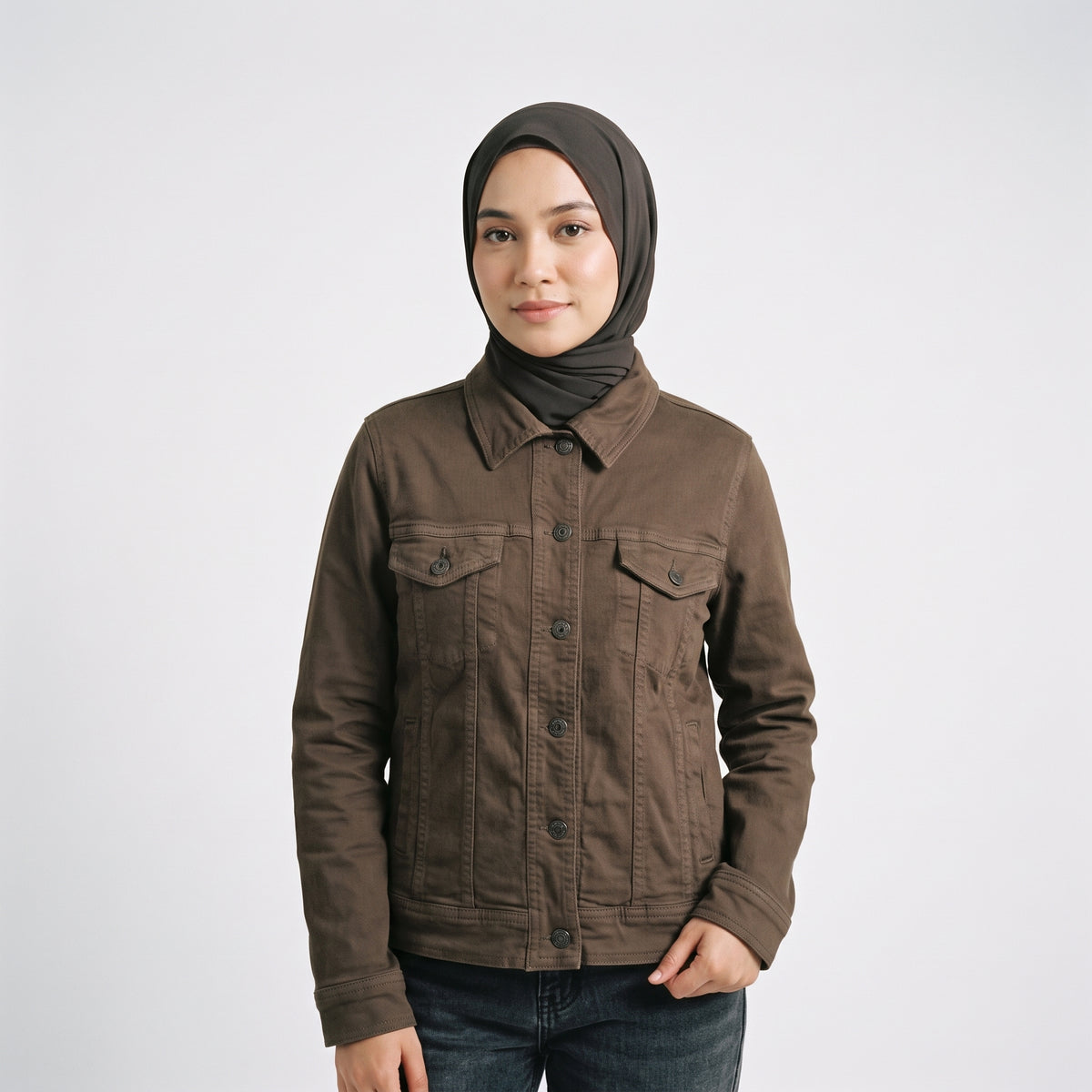 Women Classic Denim Jacket 23055 - Chocolate