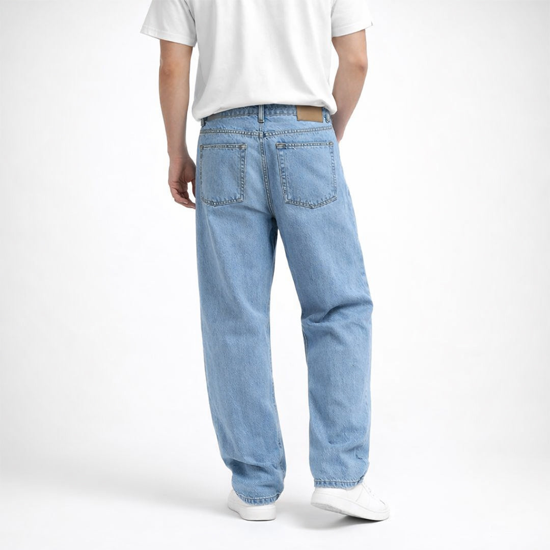Men Baggy Fit Ripped Jean - Light Blue