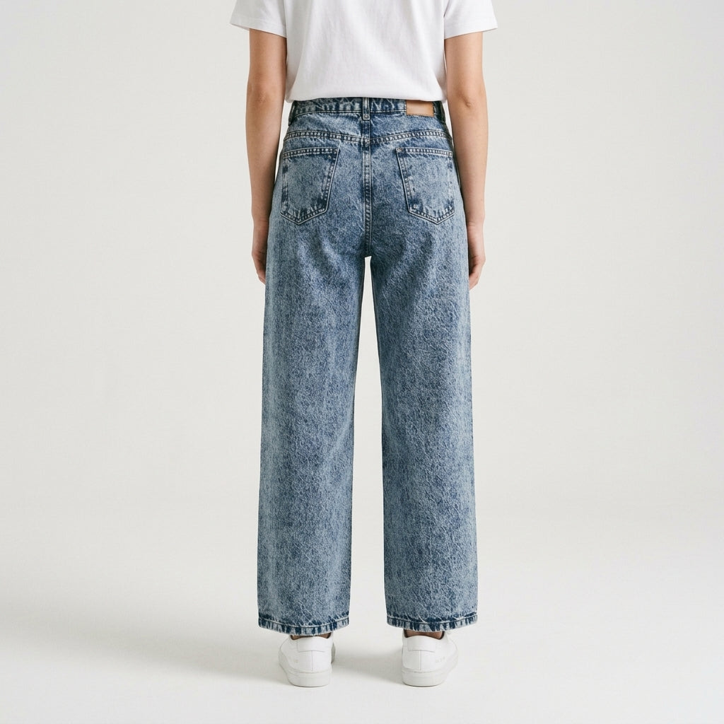 Women Wide Leg Jeans 23097 in Light Blue, back view