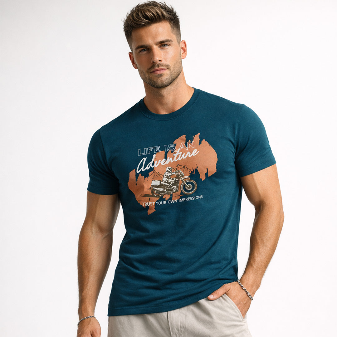 Men Muscle Fit Stretch T-Shirt - Dark Blue