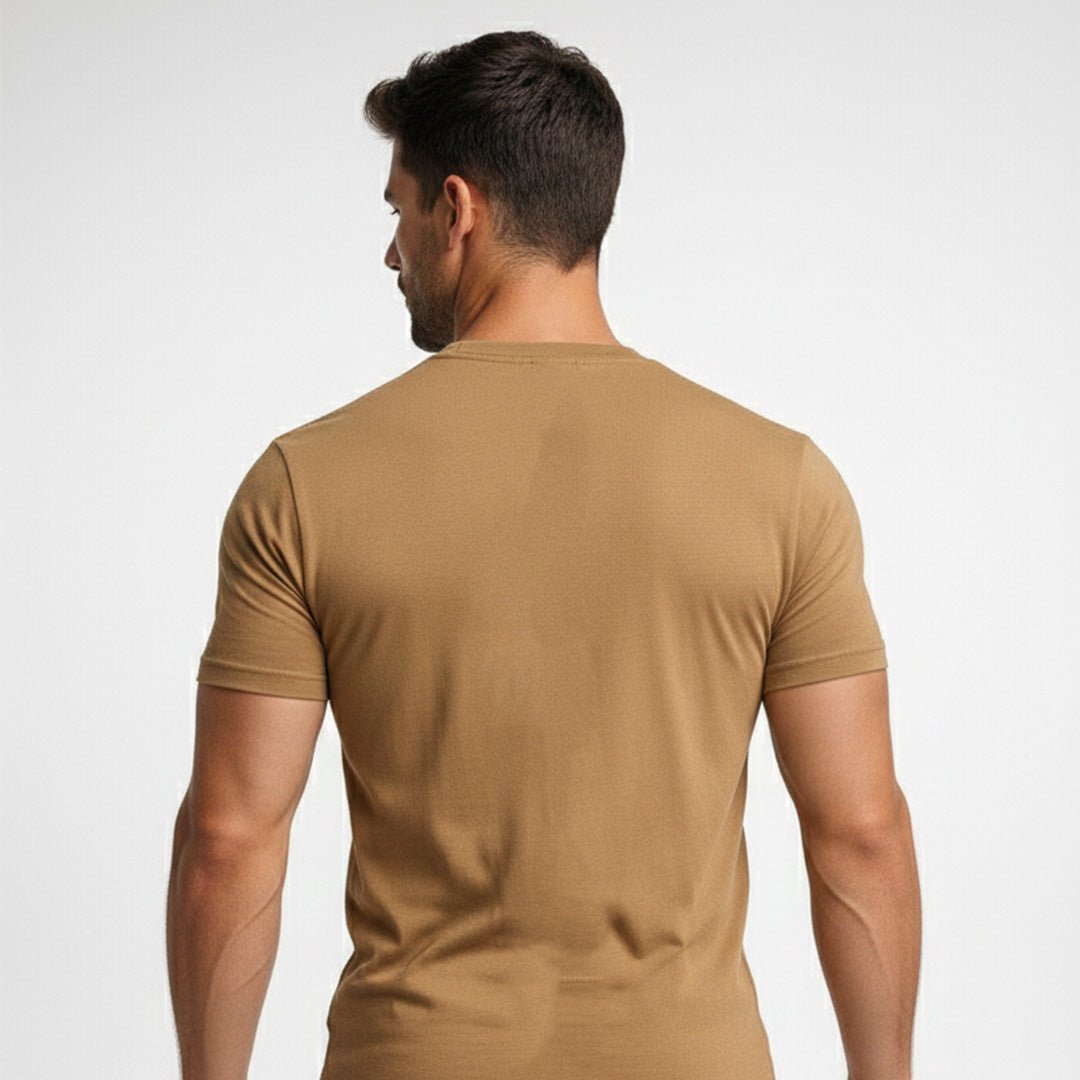 Men Muscle Fit Stretch T-Shirt - Tan