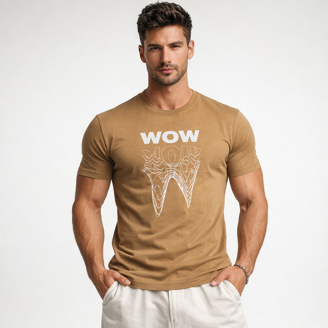 Men Muscle Fit Stretch T-Shirt - Tan