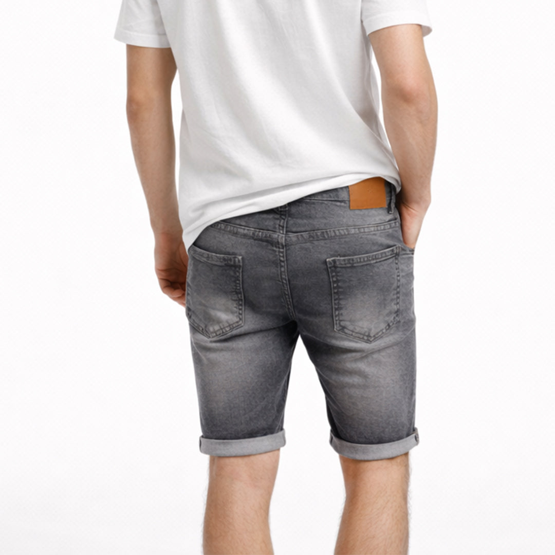 Men Slim Fit Denim Short – Grey