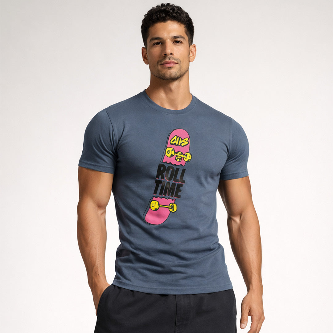 Men Muscle Fit Stretch T-Shirt - Dark Grey