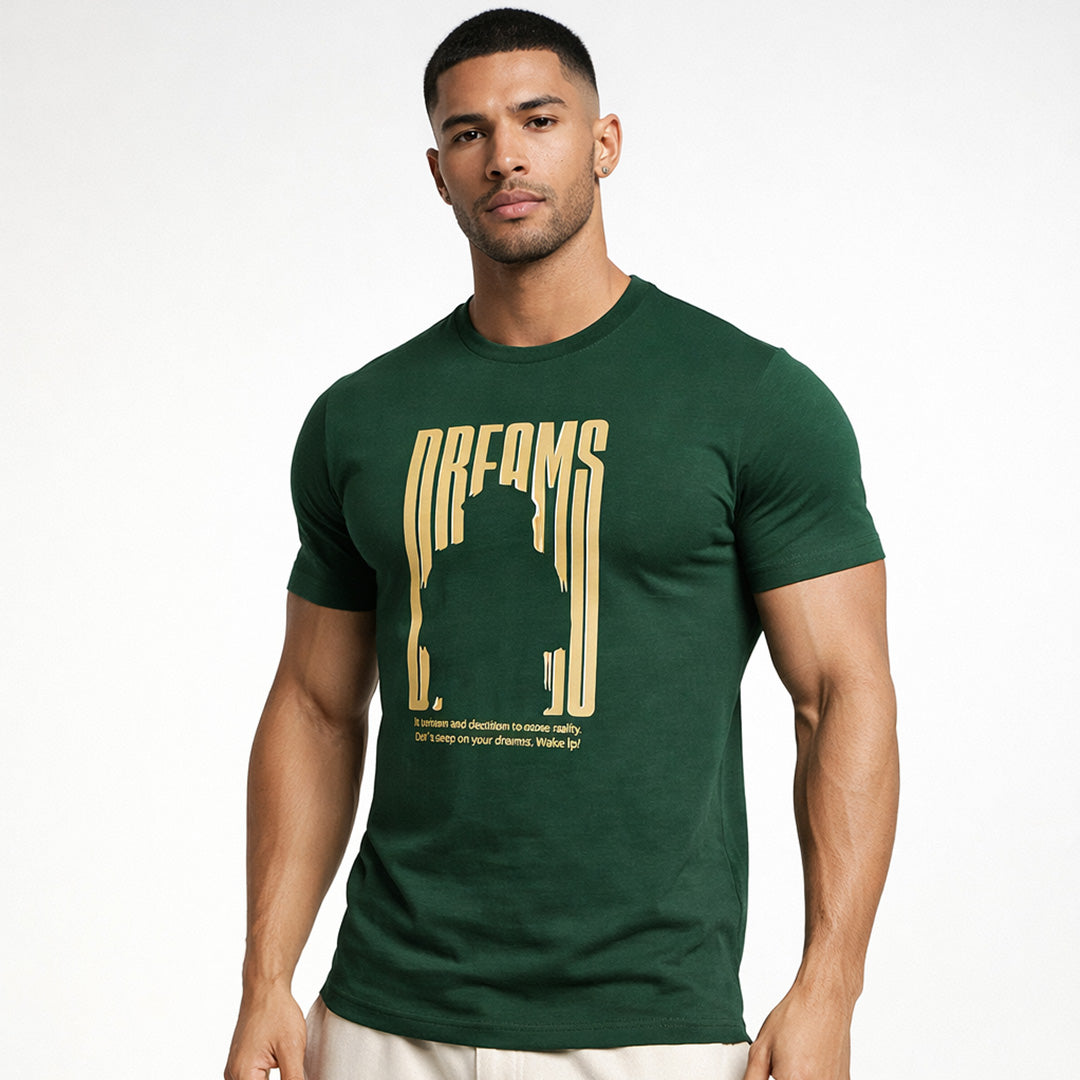 Men Muscle Fit Stretch T-Shirt - Dark Green