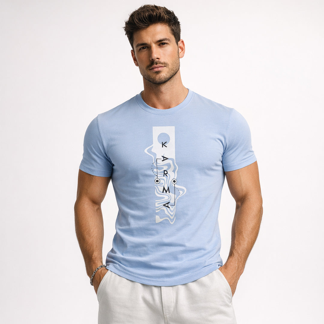 Men Muscle Fit Stretch T-Shirt - Dusty Blue