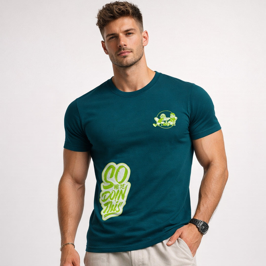 Men Muscle Fit Stretch T-Shirt - Dark Teal
