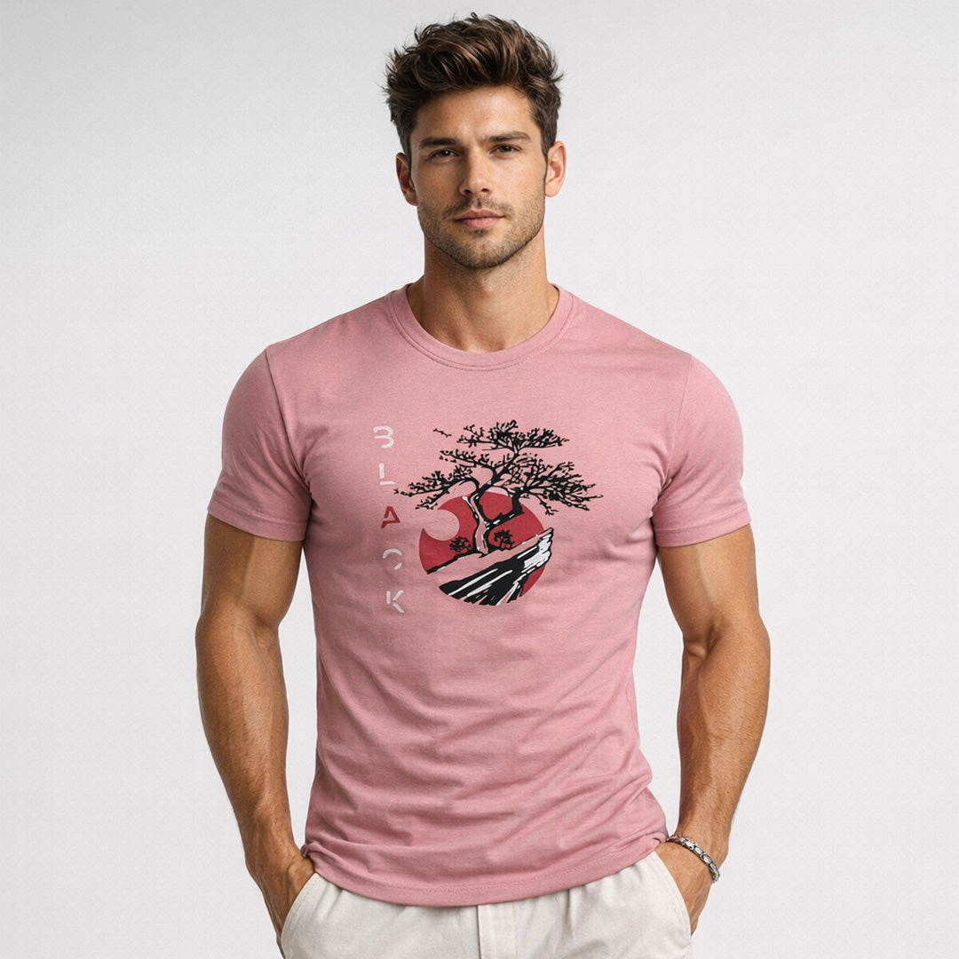 Men Muscle Fit Stretch T-Shirt - Dusty Pink