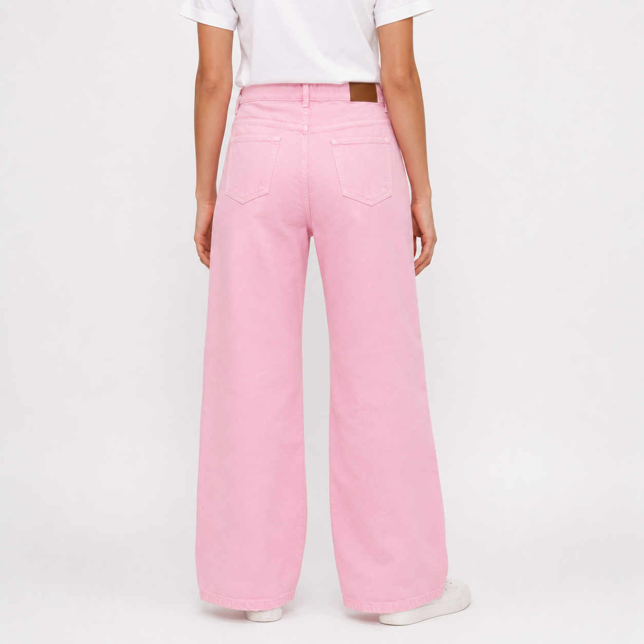 Women High-Waisted Wide Leg Jeans - Pink